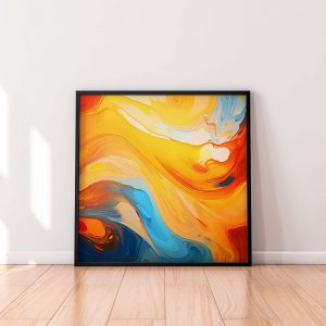 Bright Colors - Yellow, Orange, and Blue Oil Paint Abstract Poster