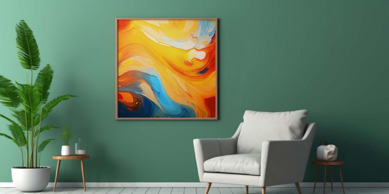 Bright Colors - Yellow, Orange, and Blue Oil Paint Abstract Poster - Image 8