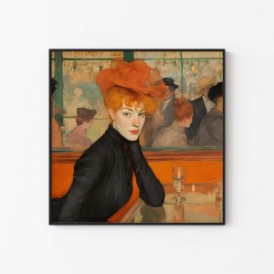 Enchanting Portrait of a Redheaded Woman in a Bar | Jugendstil Poster