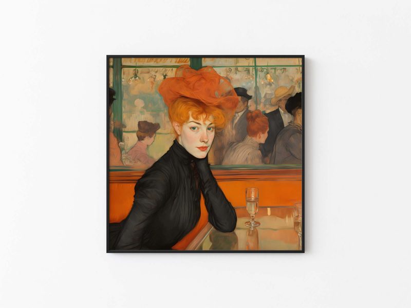 Enchanting Portrait of a Redheaded Woman in a Bar | Jugendstil Poster