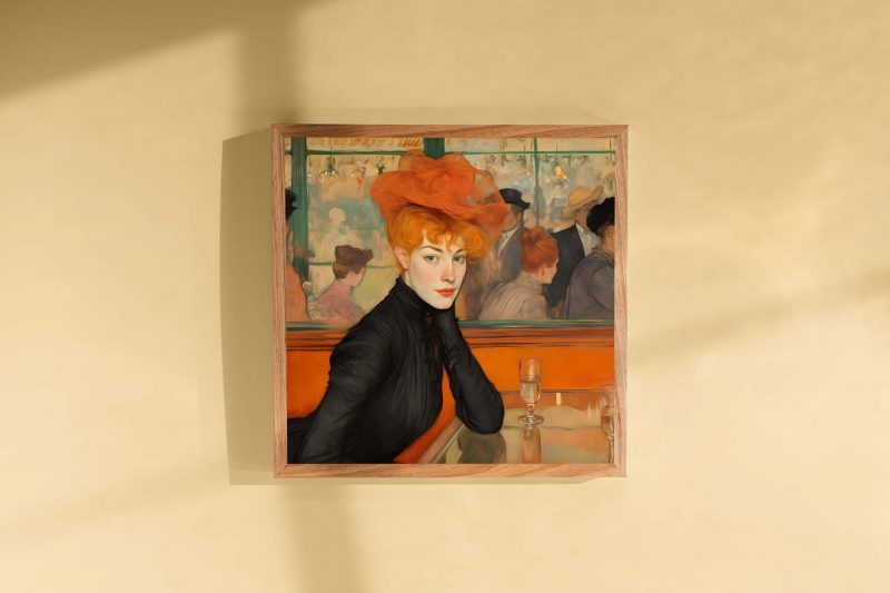 Enchanting Portrait of a Redheaded Woman in a Bar | Jugendstil Poster - Image 3