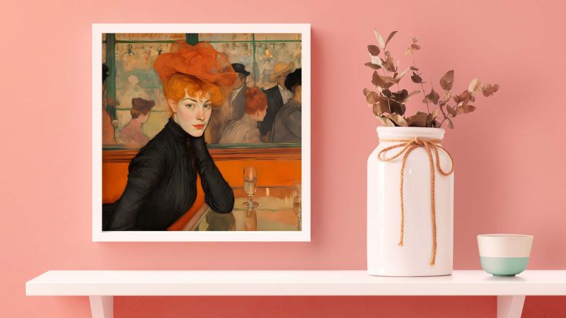 Enchanting Portrait of a Redheaded Woman in a Bar | Jugendstil Poster - Image 5