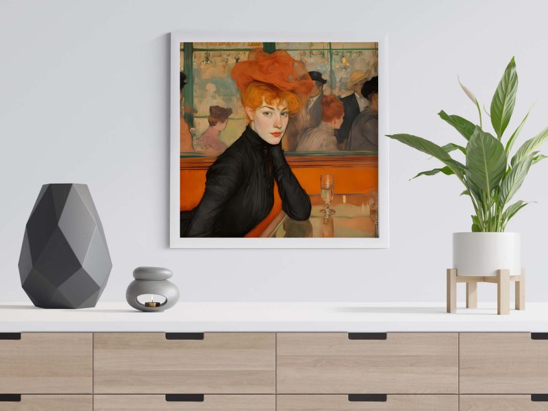 Enchanting Portrait of a Redheaded Woman in a Bar | Jugendstil Poster - Image 6