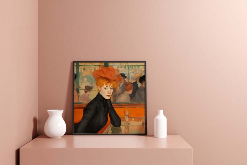 Enchanting Portrait of a Redheaded Woman in a Bar | Jugendstil Poster - Image 7