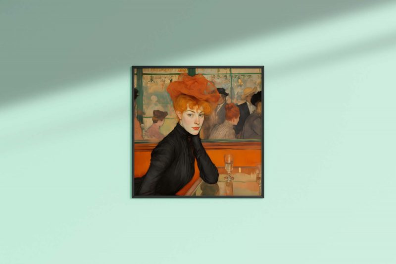 Enchanting Portrait of a Redheaded Woman in a Bar | Jugendstil Poster - Image 8
