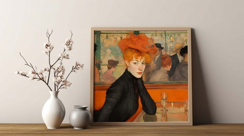 Enchanting Portrait of a Redheaded Woman in a Bar | Jugendstil Poster - Image 2