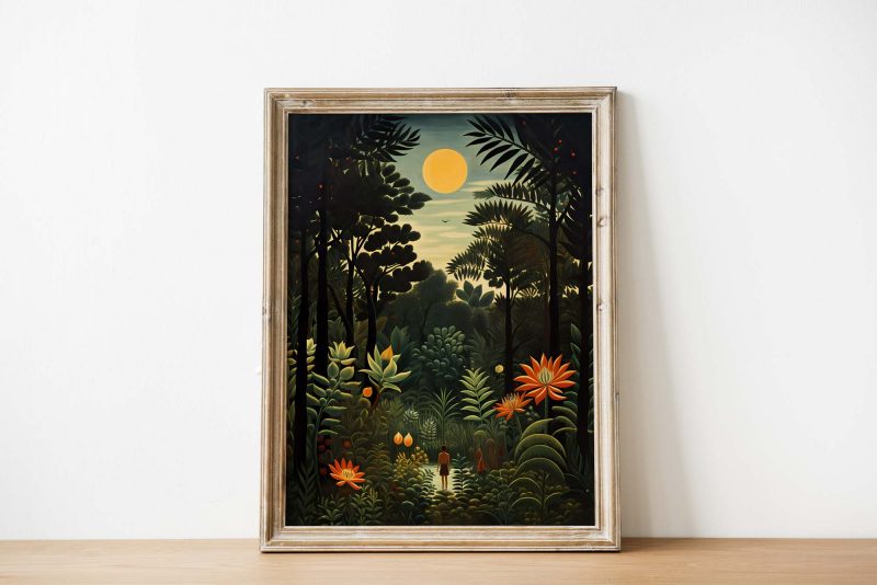 Boy in the Forest - Henri Rousseau Style Poster | Jungle Vintage Poster