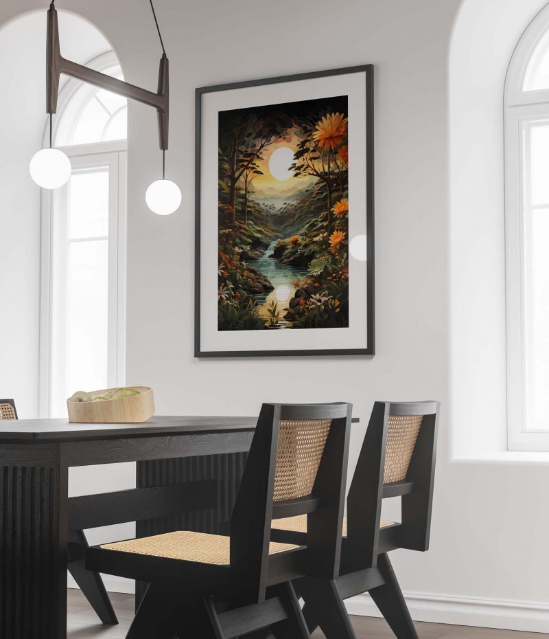 Jungle Sunset - colourful poster in Henri Rousseau style - Image 2