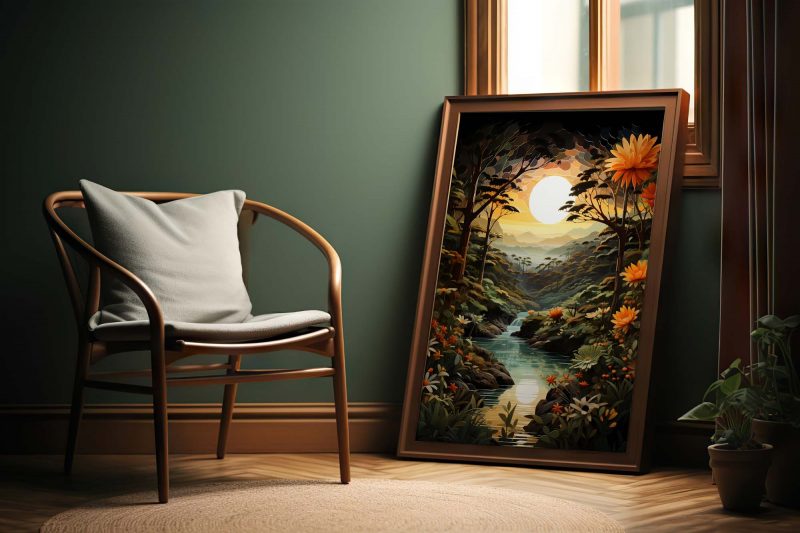 Jungle Sunset - colourful poster in Henri Rousseau style - Image 6