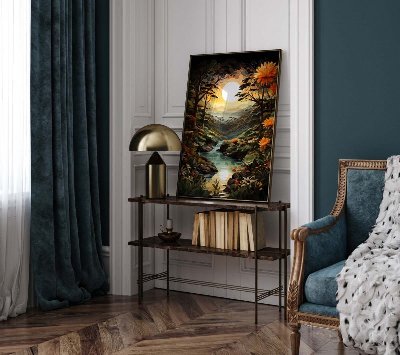 Jungle Sunset - colourful poster in Henri Rousseau style - Image 9