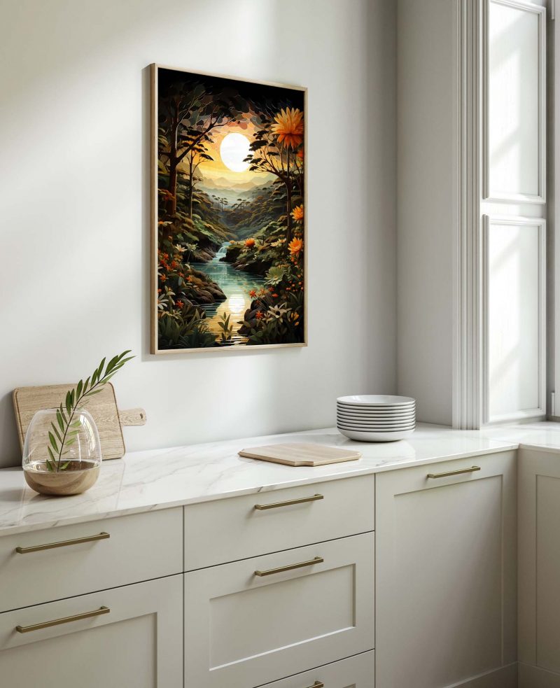 Jungle Sunset - colourful poster in Henri Rousseau style - Image 10