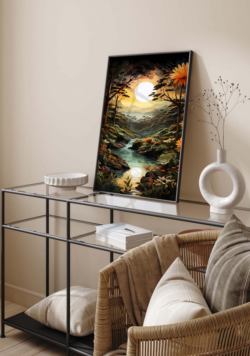 Jungle Sunset - colourful poster in Henri Rousseau style - Image 11