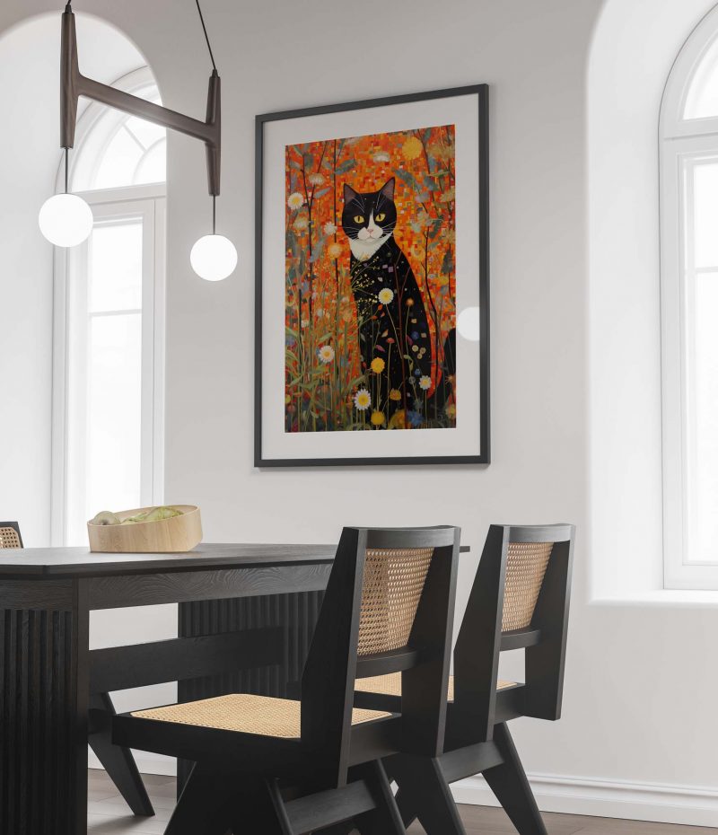 Cat in the Garden - Gustav Klimt style poster - Image 2