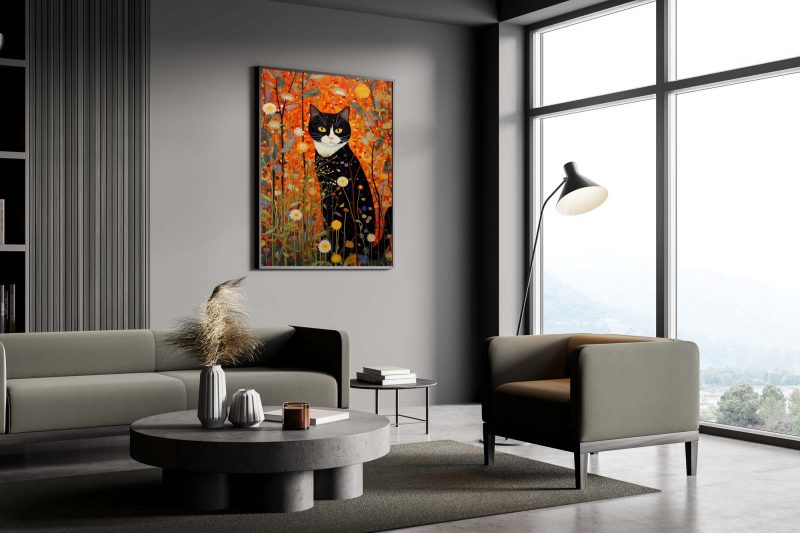 Cat in the Garden - Gustav Klimt style poster - Image 4
