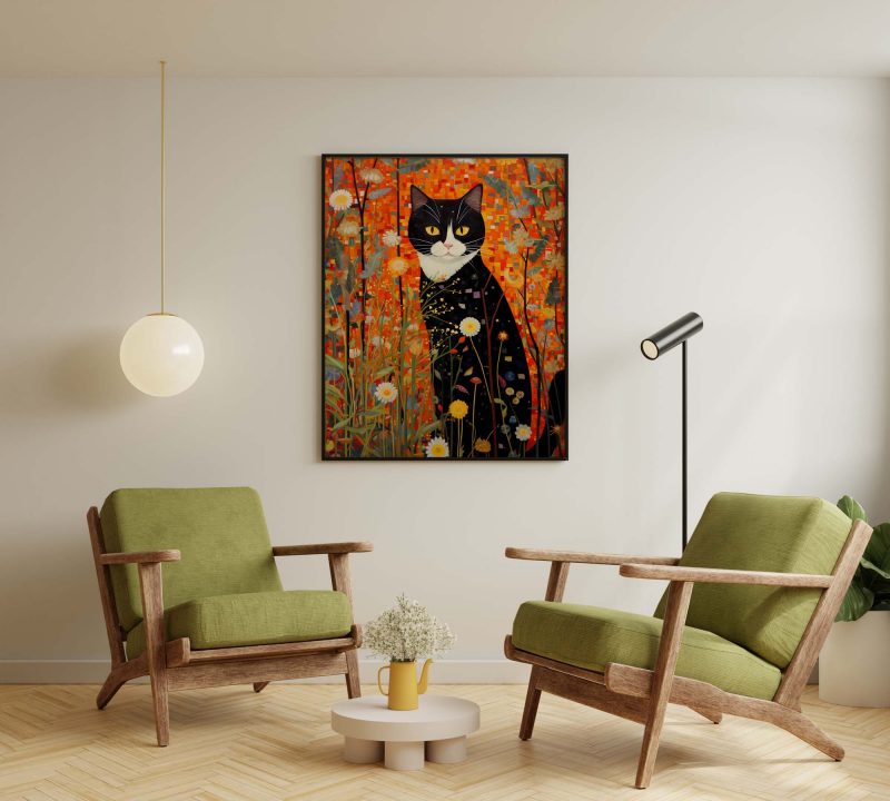Cat in the Garden - Gustav Klimt style poster - Image 5