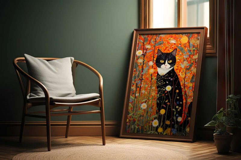 Cat in the Garden - Gustav Klimt style poster - Image 6