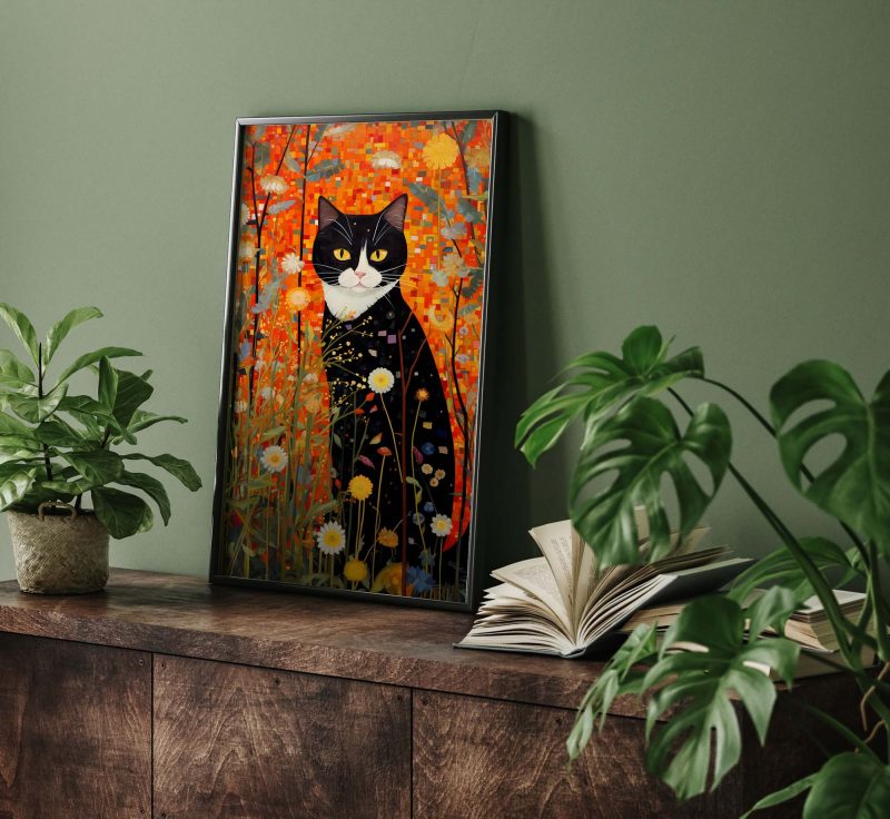 Cat in the Garden - Gustav Klimt style poster - Image 8