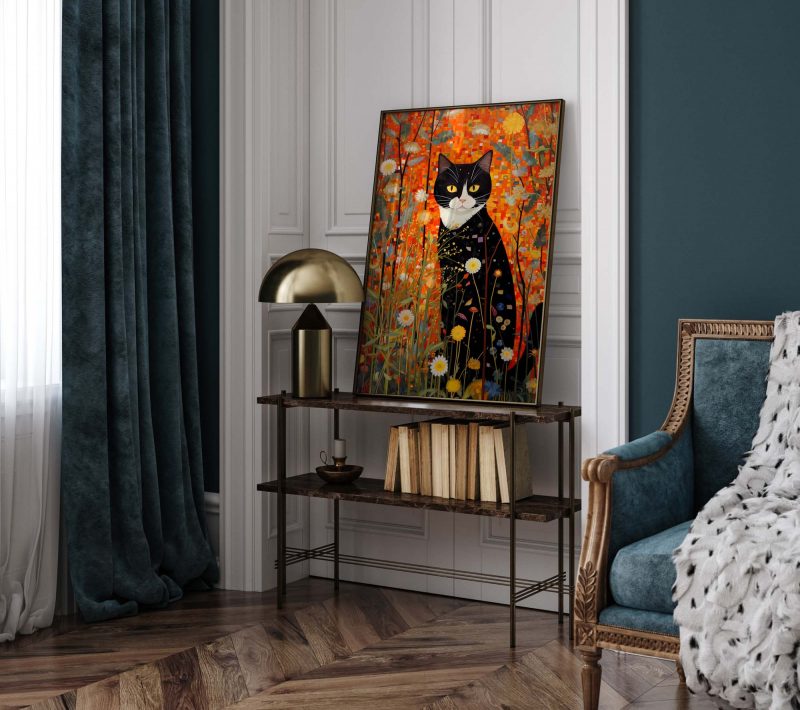 Cat in the Garden - Gustav Klimt style poster - Image 9