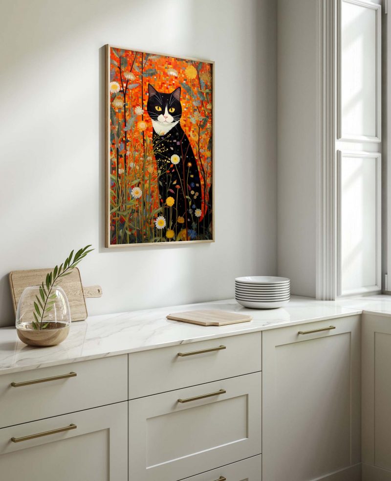 Cat in the Garden - Gustav Klimt style poster - Image 10