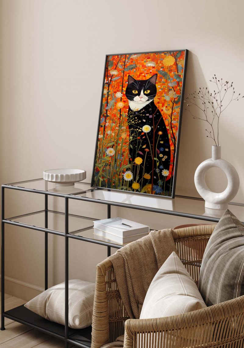 Cat in the Garden - Gustav Klimt style poster - Image 11