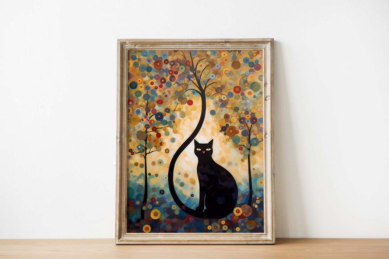 Katze im Garten Poster | Gustav Klimt style print - Image 2