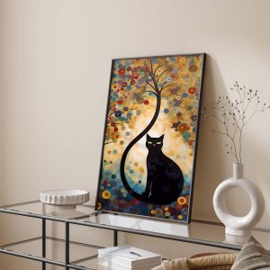 Katze im Garten Poster | Gustav Klimt style print