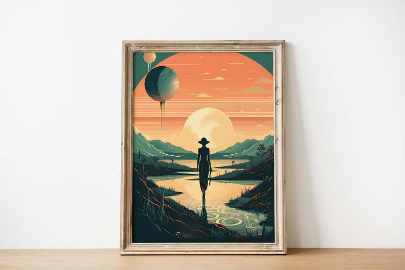 Lady on Saturn - Retro Futurism Art | Space Art - Image 3