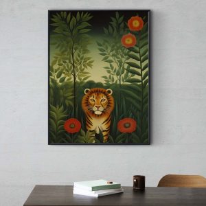 Lion Garden - Henri Rousseau style poster | Tropical Jungle Poster