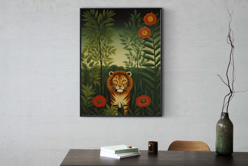 Lion Garden - Henri Rousseau style poster | Tropical Jungle Poster