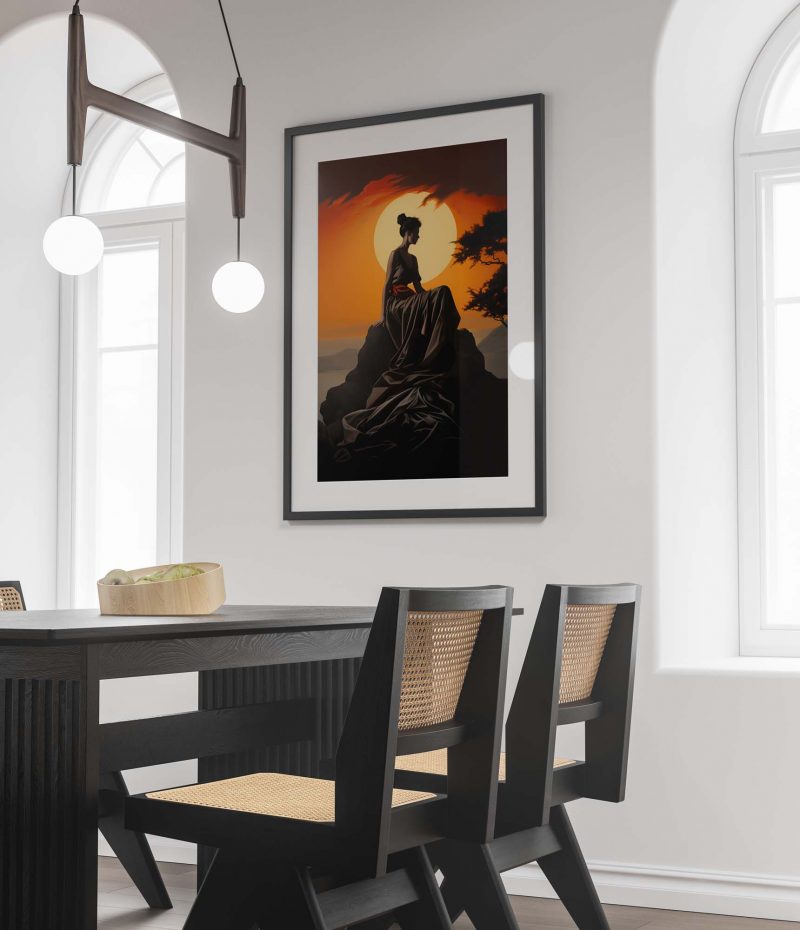 Loreley - Frau auf Stein beim Sonnenaufgang - Caravaggio style poster - Image 2