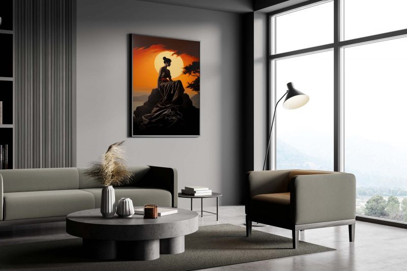 Loreley - Frau auf Stein beim Sonnenaufgang - Caravaggio style poster - Image 4