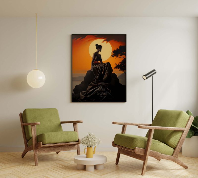 Loreley - Frau auf Stein beim Sonnenaufgang - Caravaggio style poster - Image 5