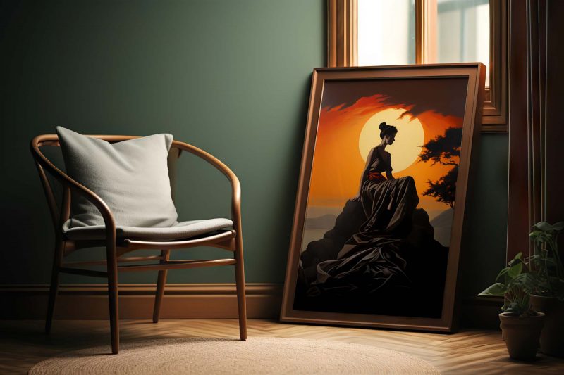 Loreley - Frau auf Stein beim Sonnenaufgang - Caravaggio style poster - Image 6