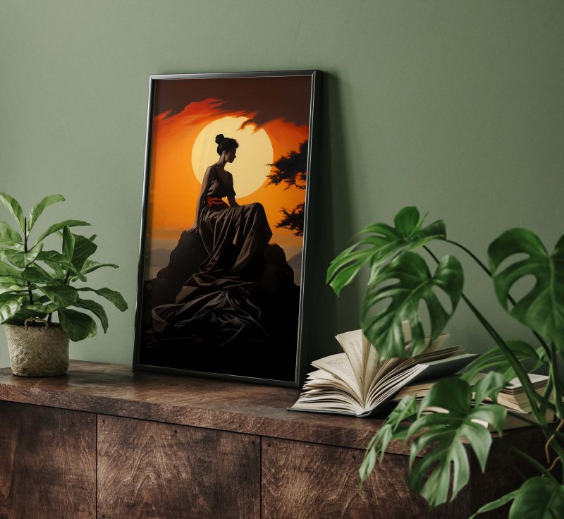 Loreley - Frau auf Stein beim Sonnenaufgang - Caravaggio style poster - Image 8