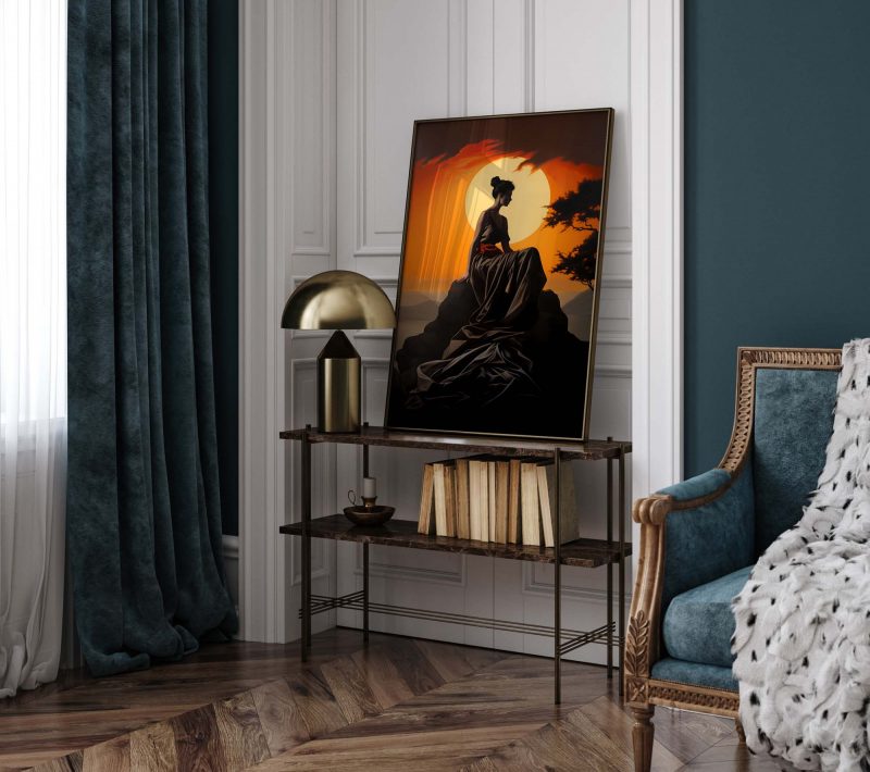 Loreley - Frau auf Stein beim Sonnenaufgang - Caravaggio style poster - Image 9