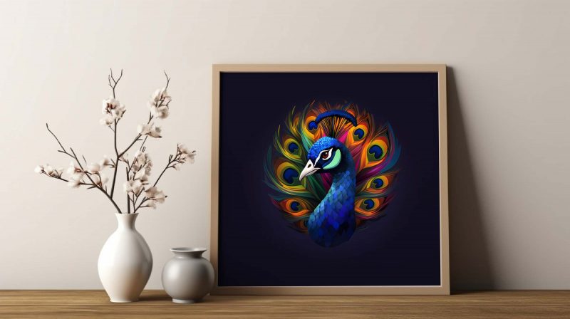 Magnificient Blue Peacock Poster - Painting Print for Modern Home Decor - Image 10