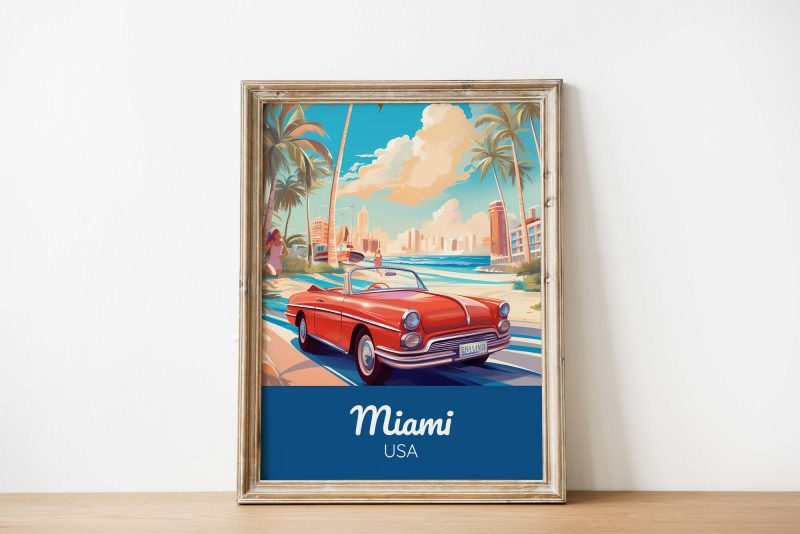 Vintage Travel Poster Miami USA, Retro Travel Poster - Image 2