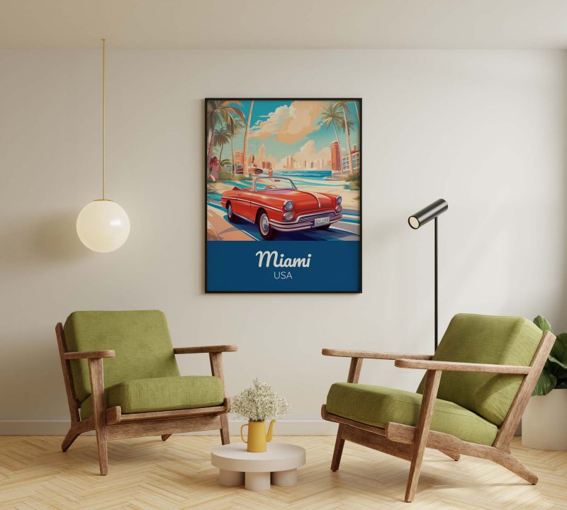 Vintage Travel Poster Miami USA, Retro Travel Poster - Image 5