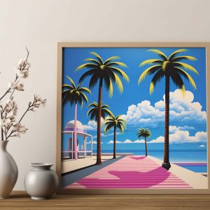 Palm Beach Boardwalk Poster | Hiroshi Nagai Style