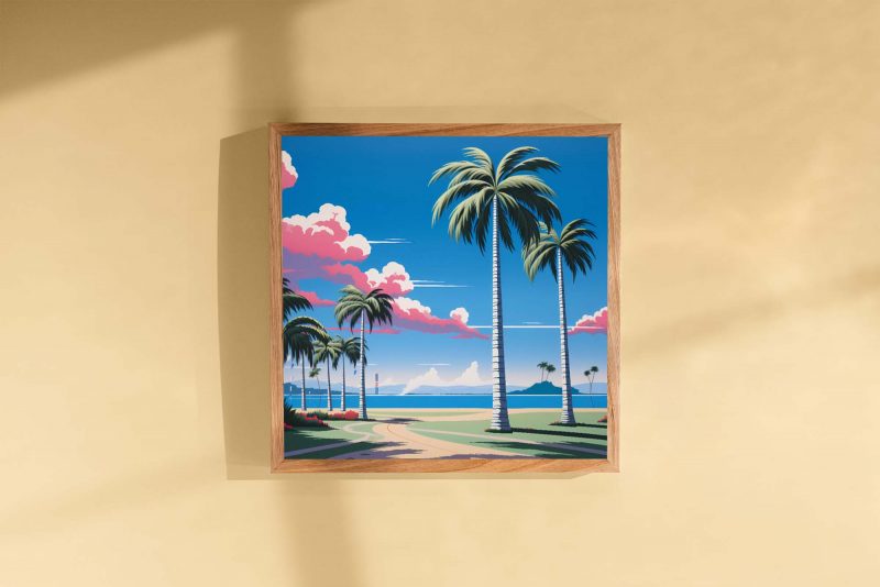Palm Beach Meadow | Hiroshi Nagai Style Wall Art - Image 3