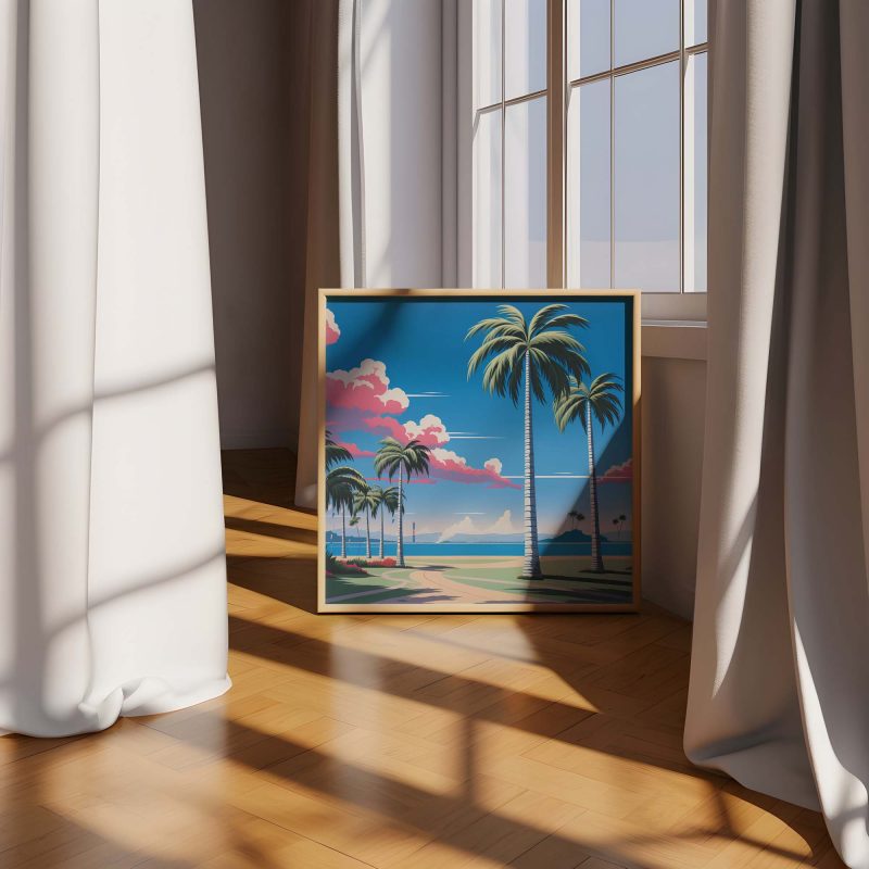 Palm Beach Meadow | Hiroshi Nagai Style Wall Art - Image 4