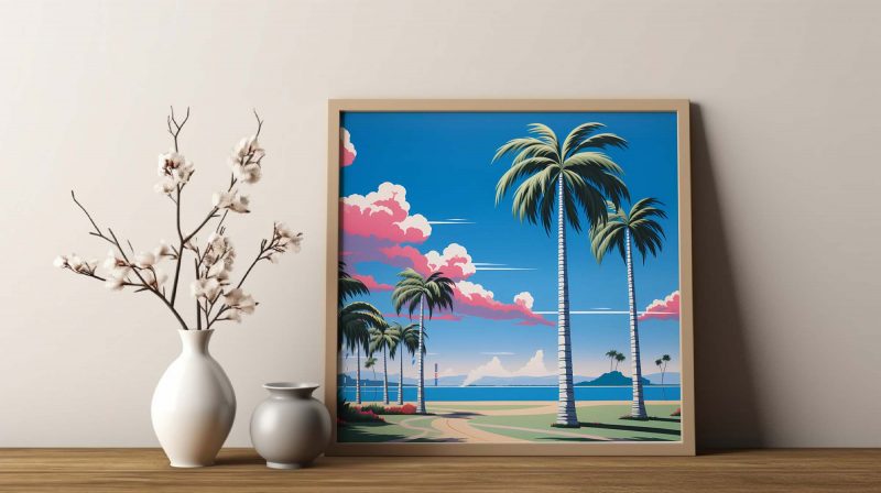 Palm Beach Meadow | Hiroshi Nagai Style Wall Art - Image 8
