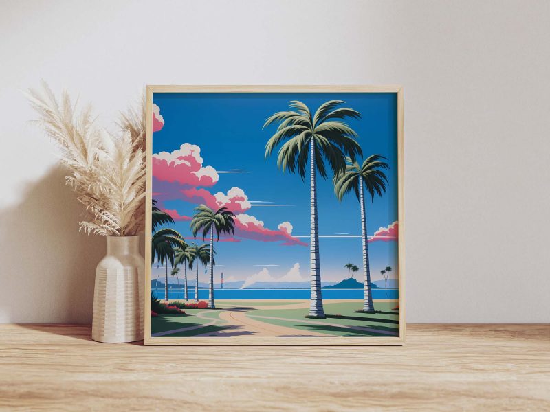Palm Beach Meadow | Hiroshi Nagai Style Wall Art - Image 9