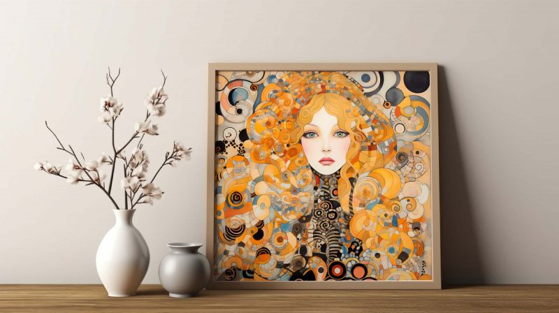 Porcelain Face | Gustav Klimt style Poster | Art Nouveau Print