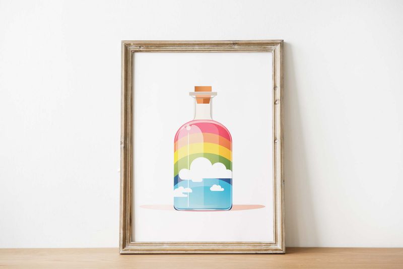 Rainbow in a Bottle - Poster, rainbow playroom, boho decor, kinderzimmer poster - Image 3