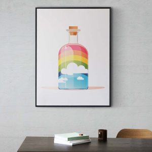 Rainbow in a Bottle - Poster, rainbow playroom, boho decor, kinderzimmer poster