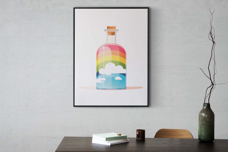 Rainbow in a Bottle - Poster, rainbow playroom, boho decor, kinderzimmer poster