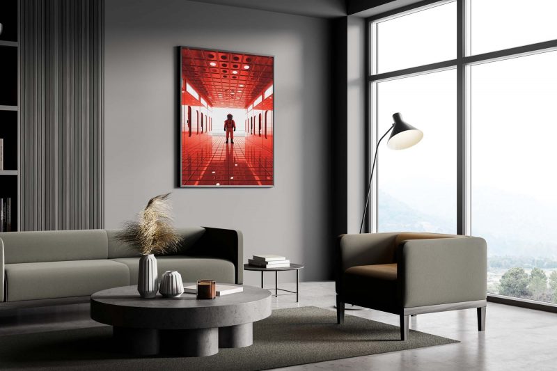 Red Astronaut - 2001 Space Odyssey Style Poster