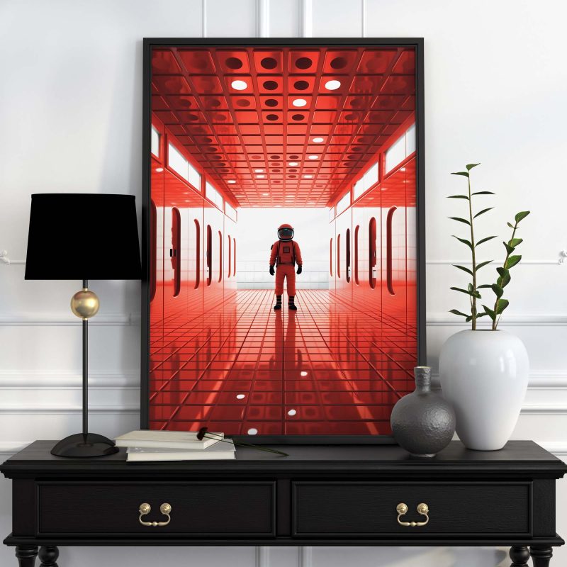 Red Astronaut - 2001 Space Odyssey Style Poster - Image 3