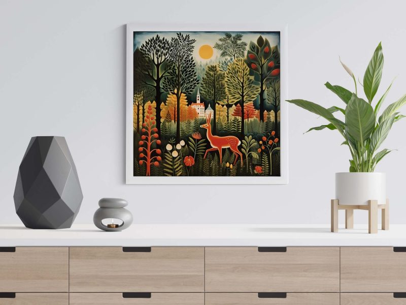 Reh am Waldesrand | Henri Rousseau style poster, henri rousseau print – Bild 5